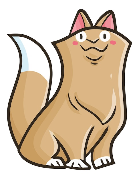 Vector funny and cute brown cat smiling cartoon illustration