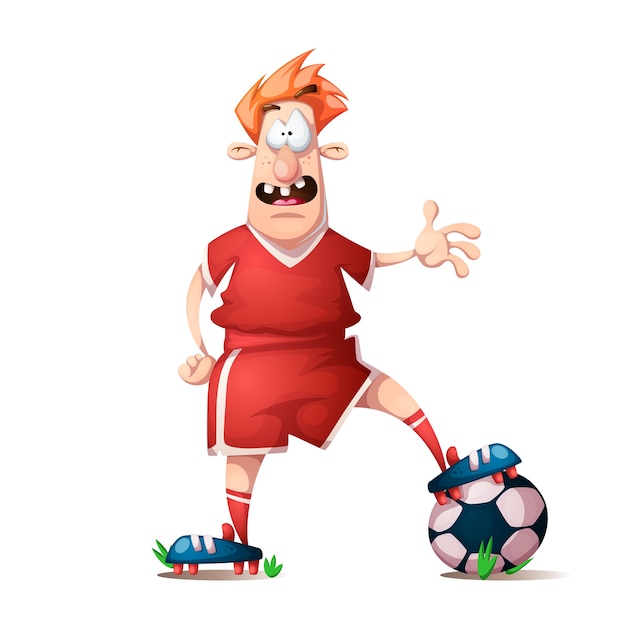 Funny, cute cartoon football player.