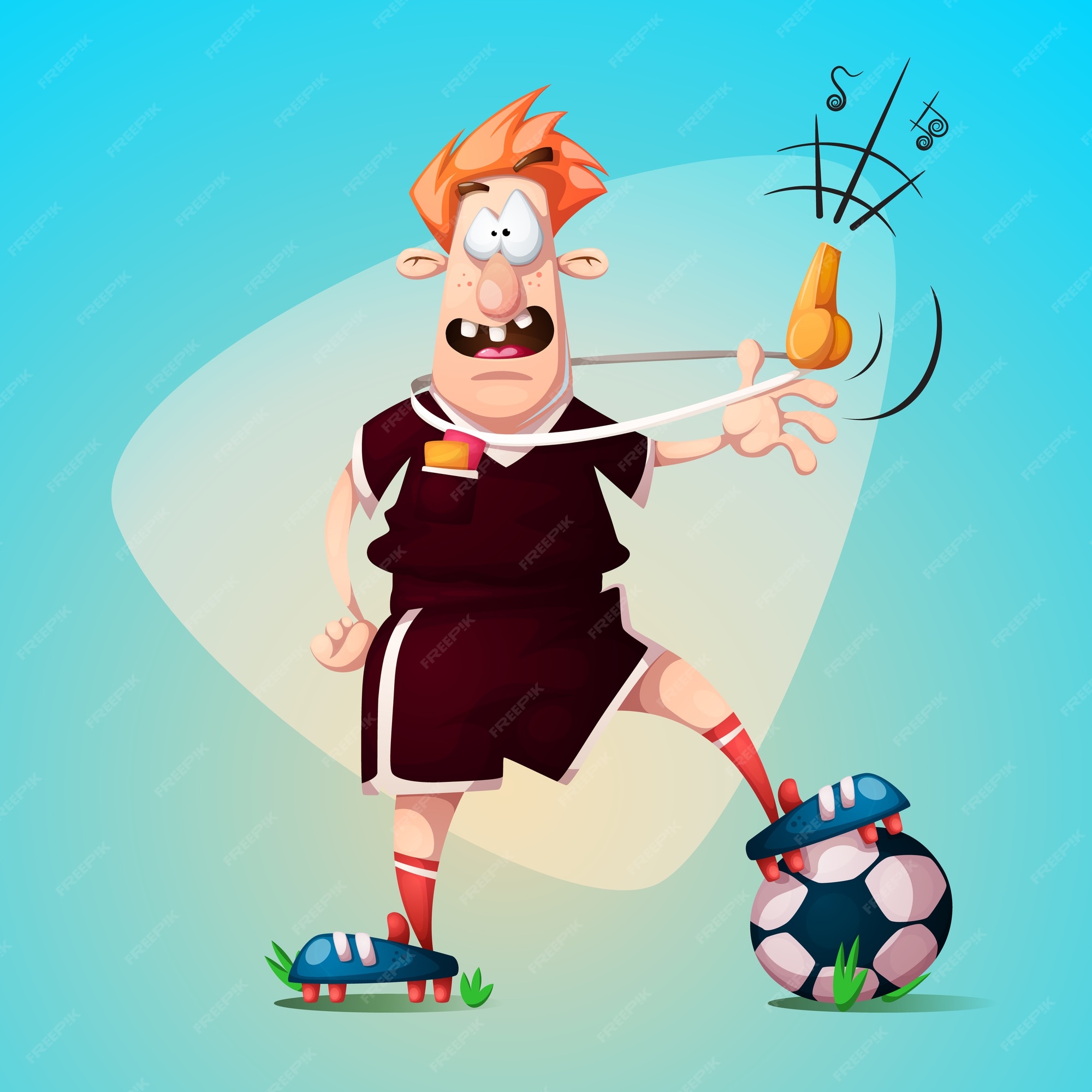 Premium Vector | Funny, cute cartoon football referee. Premium Vector | Funny, cute cartoon football referee.