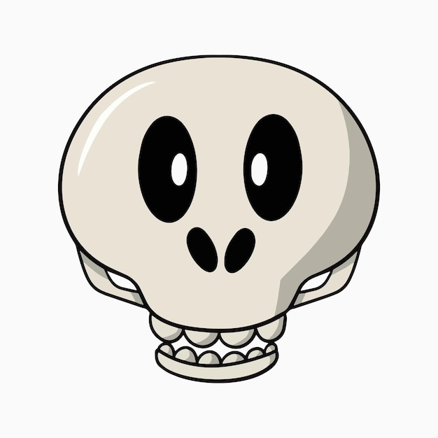 Funny cute cartoon skull for holiday cute smiling skull cartoon style vector illustration