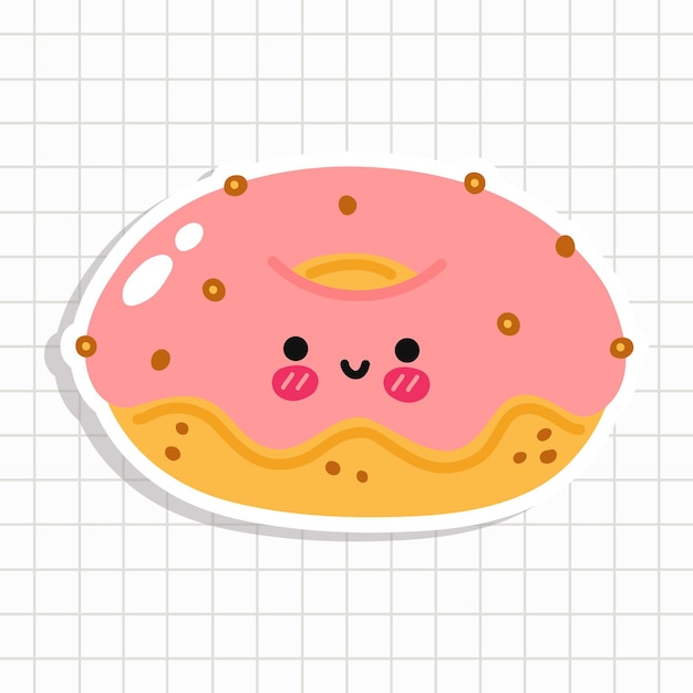 Funny cute happy donut characters