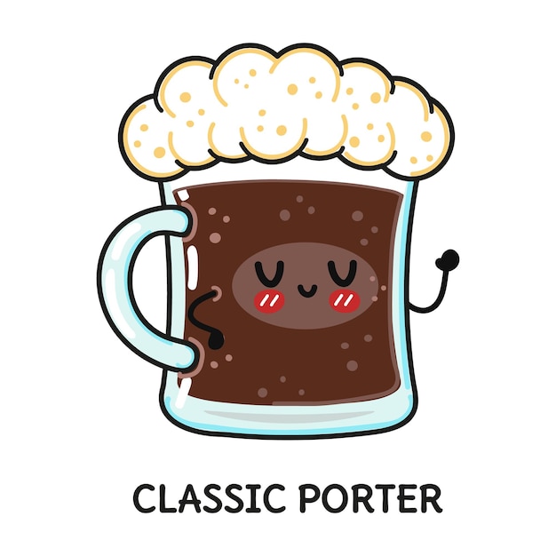 Funny cute happy glass of beer classic porter