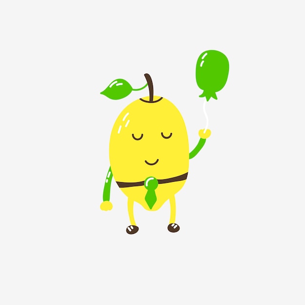 Funny cute lemon character balloon colors yellow green white brown