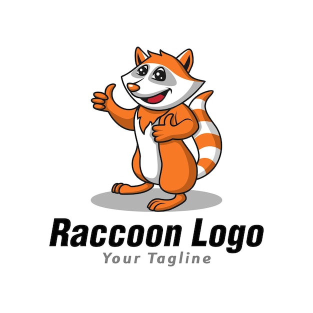Funny Cute Raccoon Logo Template