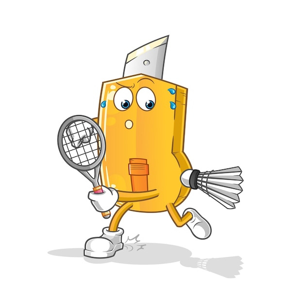 Funny cutter playing badminton illustration