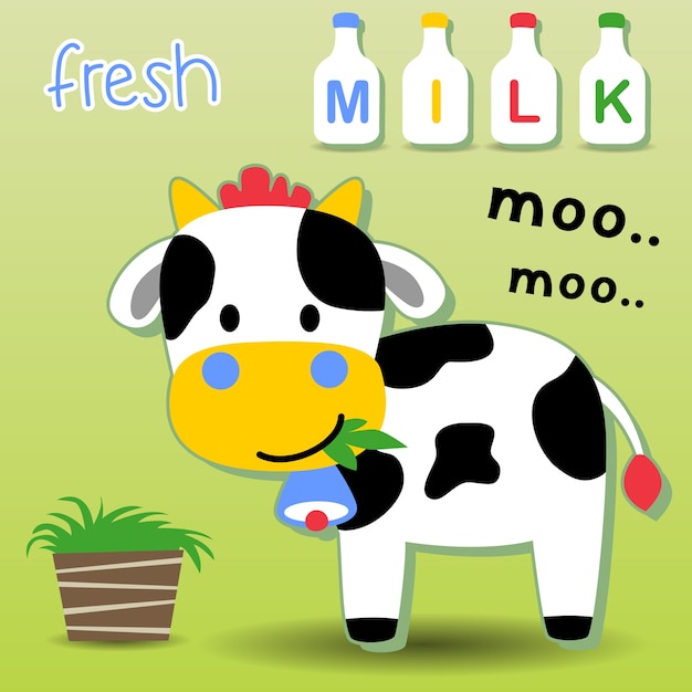 Vector funny dairy cow cartoon