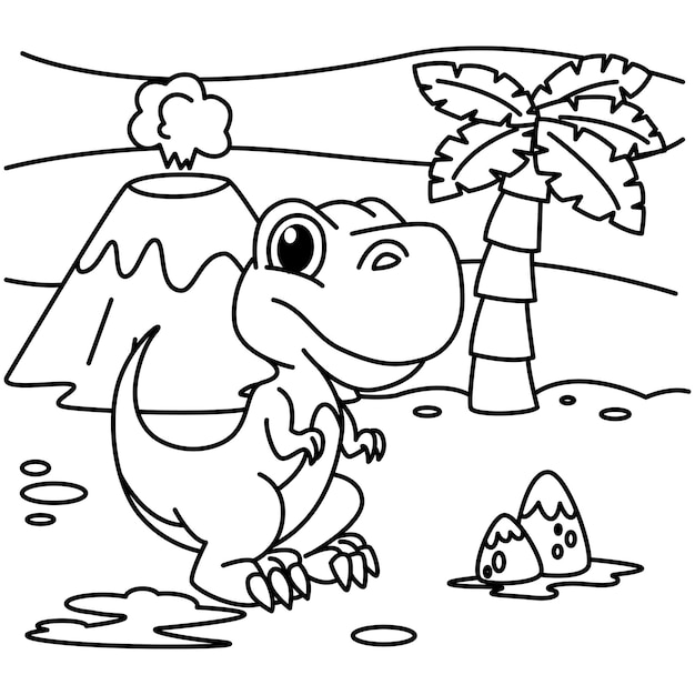 Funny dinosaurs cartoon characters vector illustration for kids coloring book