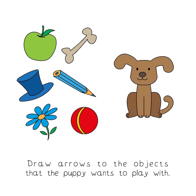 Funny dog kids learning game vector design for children