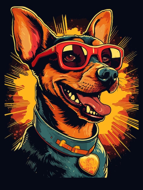 面白い犬のレトロデザイン ベクトルイラスト シャツのプリント