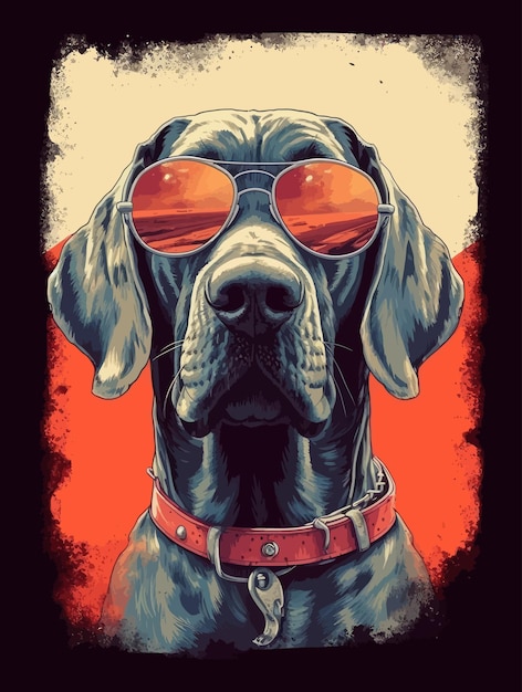 Vector funny dog retro design vector illustration print for tshirts