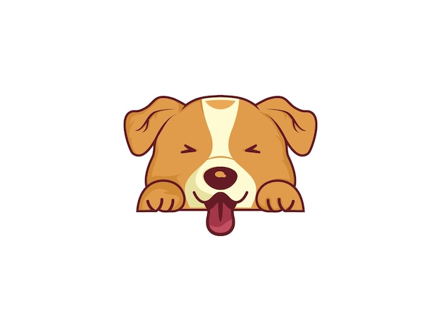 Funny dogs paws up over sorrel wall vector illustration