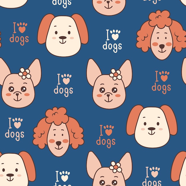 Funny dogs seamless pattern