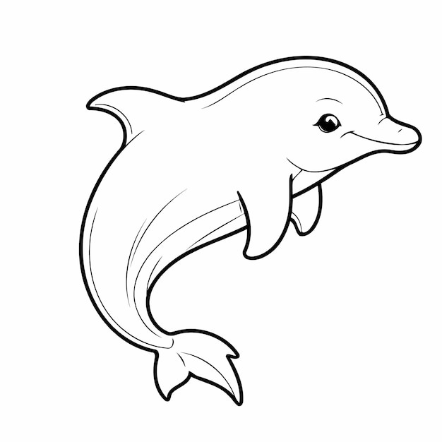 Funny dolphin drawing illustration for colouring page