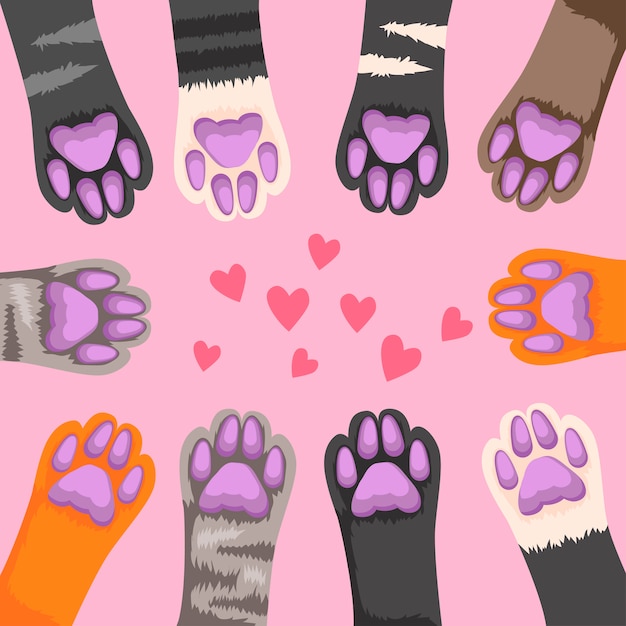 Vector funny domestic cat paws