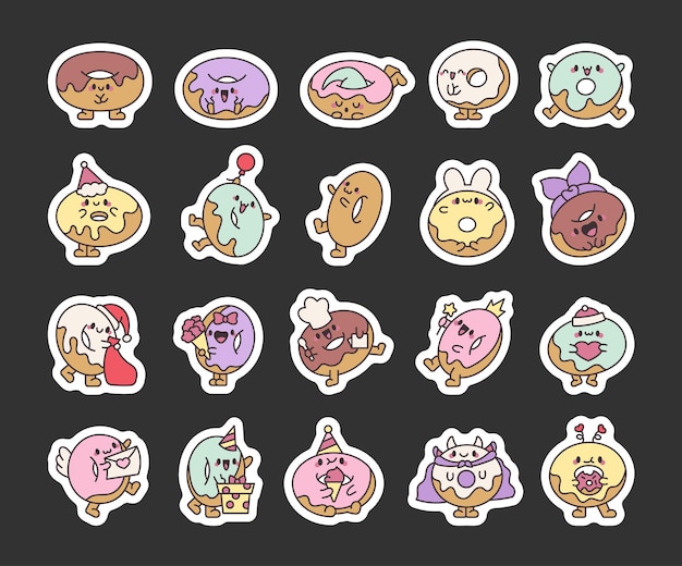 Funny donut cartoon character Sticker Bookmark