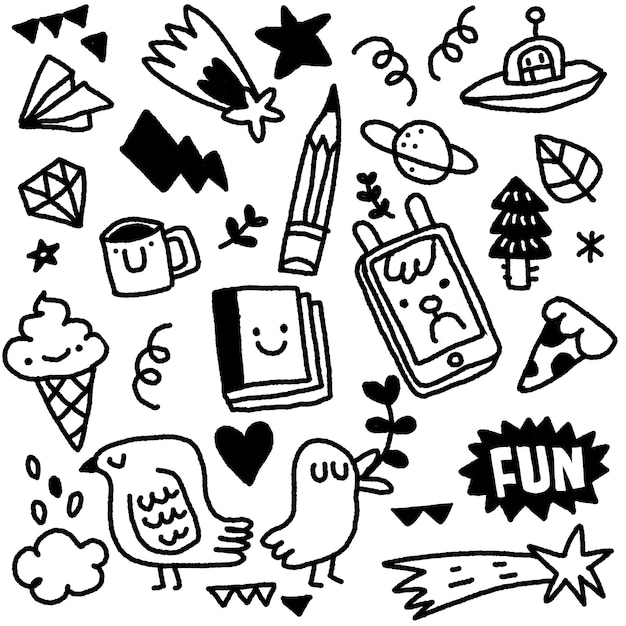 Vector funny doodle background that was hand drawn