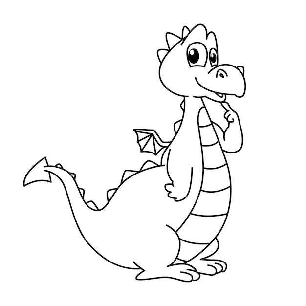 Funny dragon cartoon characters vector illustration For kids coloring book