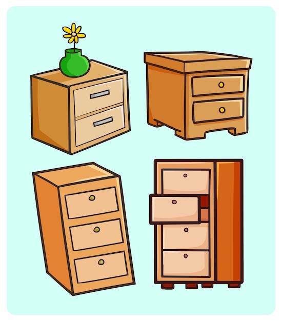 Funny drawers collection in simple doodle style