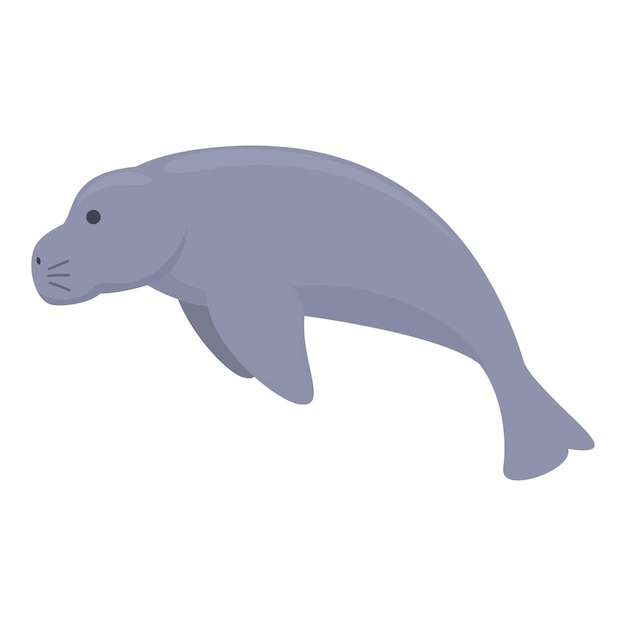 Funny dugong icon cartoon vector ocean mammal wild seacow