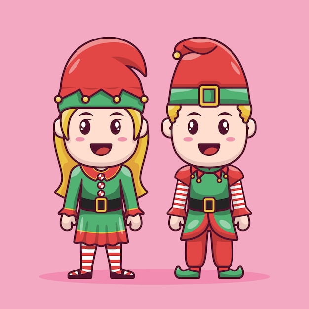 Funny dwarf fairytale couple cartoon character design