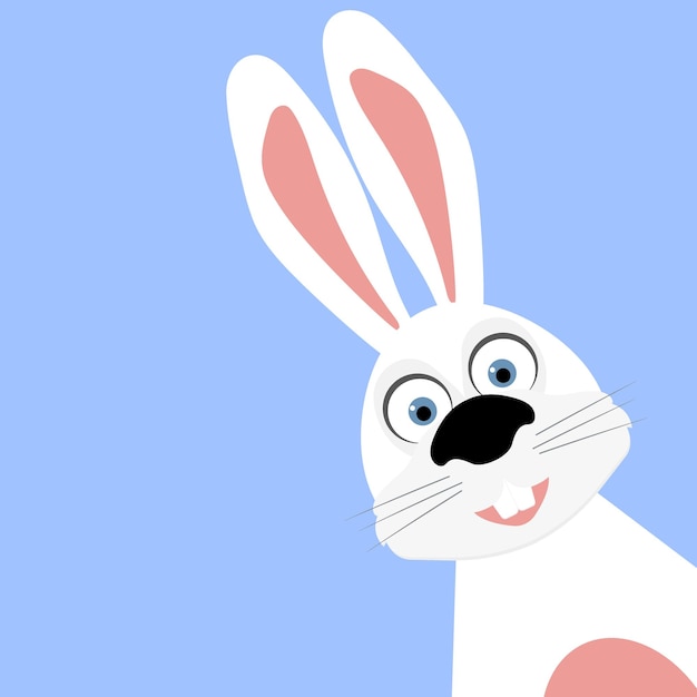 Funny easter bunny on a blue background