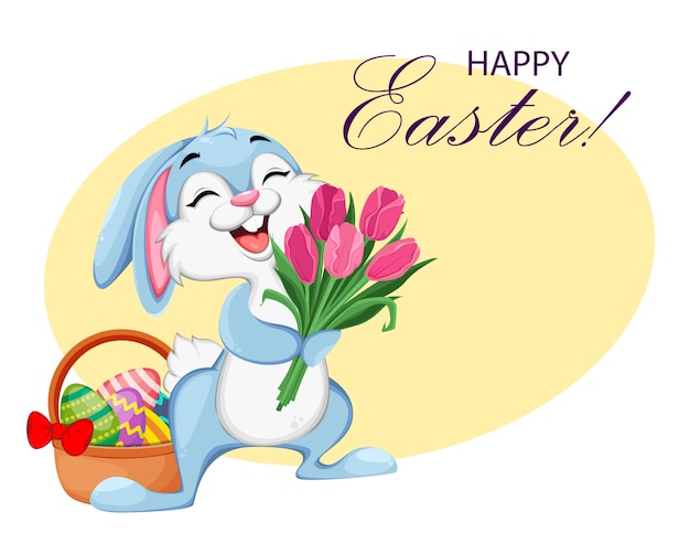 Funny Easter bunny cartoon character.