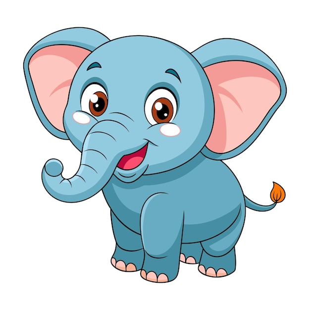 Vector funny elephant cartoon on white