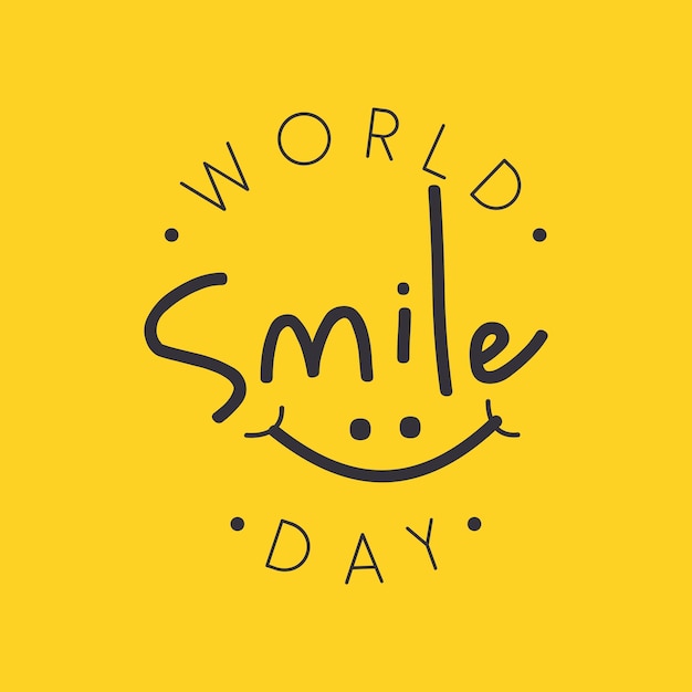 Vector funny emblem design world smile day vector on the yellow background