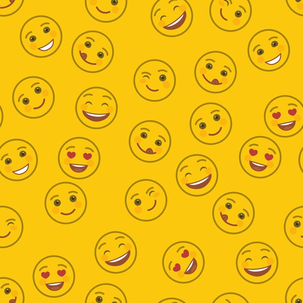 Vector funny emoticons seamless pattern template