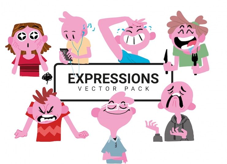Vector funny expressions of people 