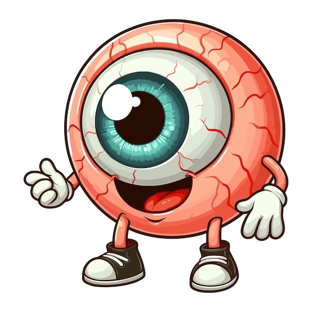 Funny eyeball cartoon character vector illustration on white background