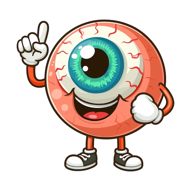 Funny eyeball cartoon character vector illustration on white background