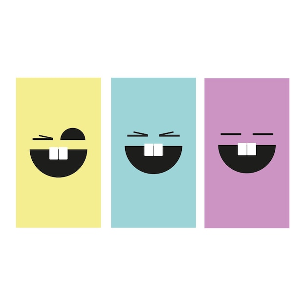 Vector funny faces on colorful background