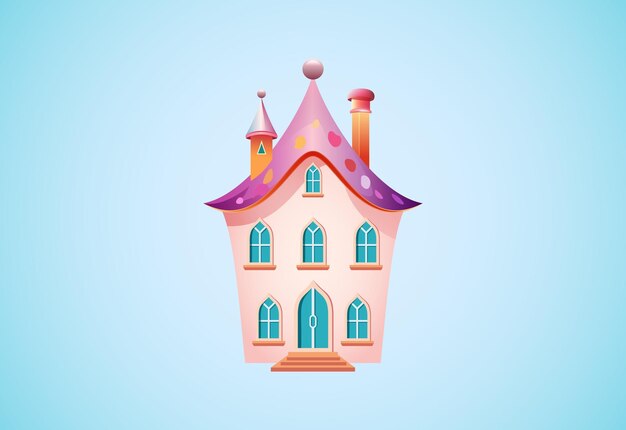 Funny fairy house vector illustration fairytale fantasy home