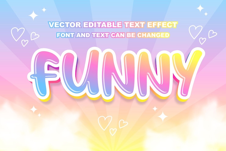 Vector 面白いファンタジー 可愛いカワイ 色とりどりの編集可能なテキスト エフェクトフォント スタイル テンプレート デザイン 背景