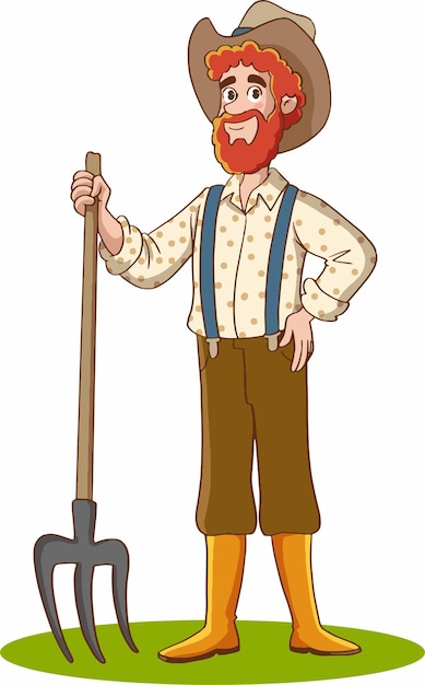 Vector funny farmer cartoon character vector illustration