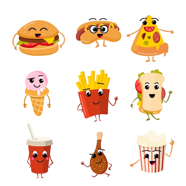 Vector funny fast food vector characters