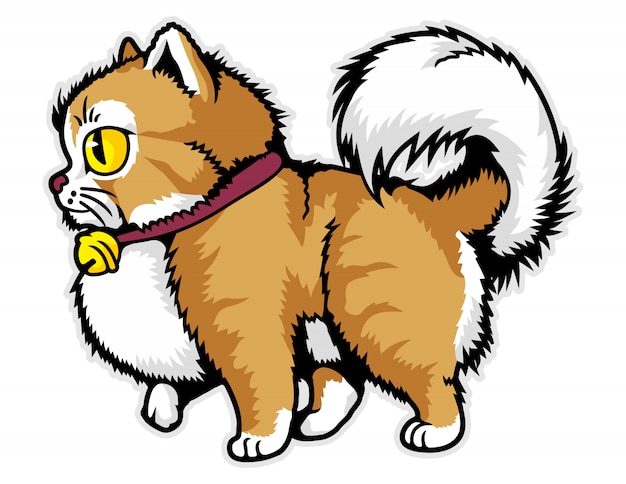 Vettore di cartone animato gatto grasso divertente