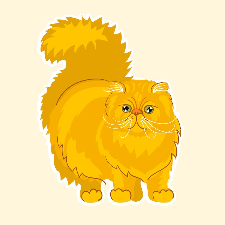 Vector 面白い太ったかわいいオレンジ色のペルシャ猫