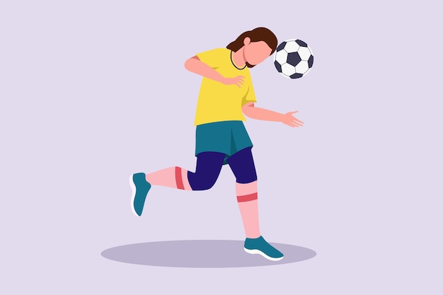 Funny female football players concept Colored flat vector illustration isolated