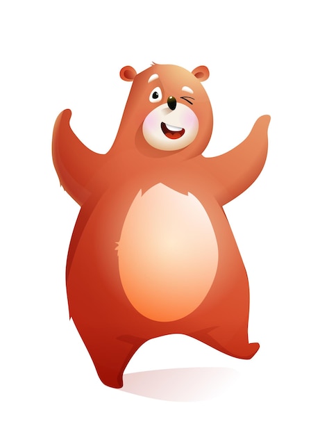 Funny Festive Brown Teddy Bear Cartoon for Kids