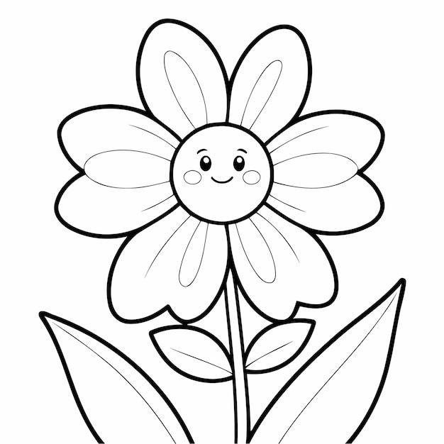 Vector funny flower drawing for kids page