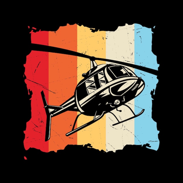 funny flying helicopter retro vintage pilot helicopter tshirt design