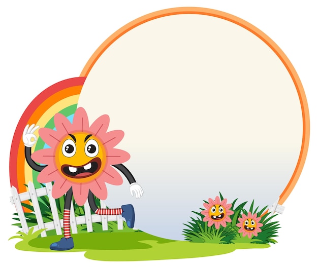 Funny food cartoon character in garden banner