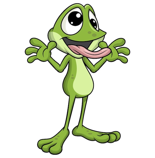 Funny frog mascot being silly cartoon illustration
