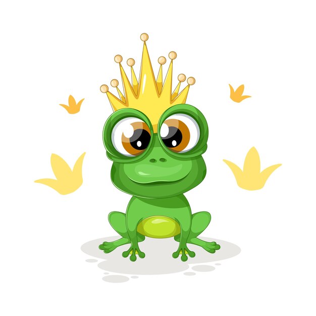 Funny frog princess with golden crown