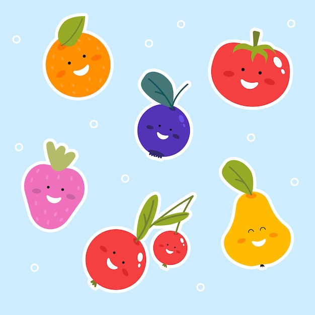 Funny fruit and vegetables stickers