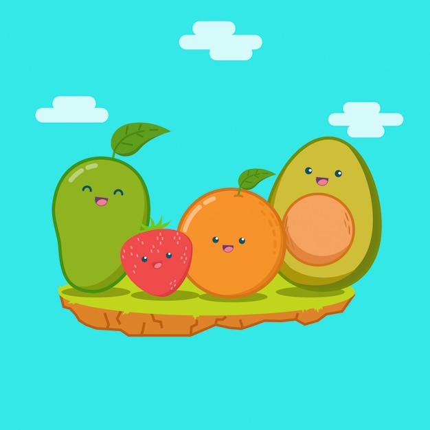 Vector funny fruits