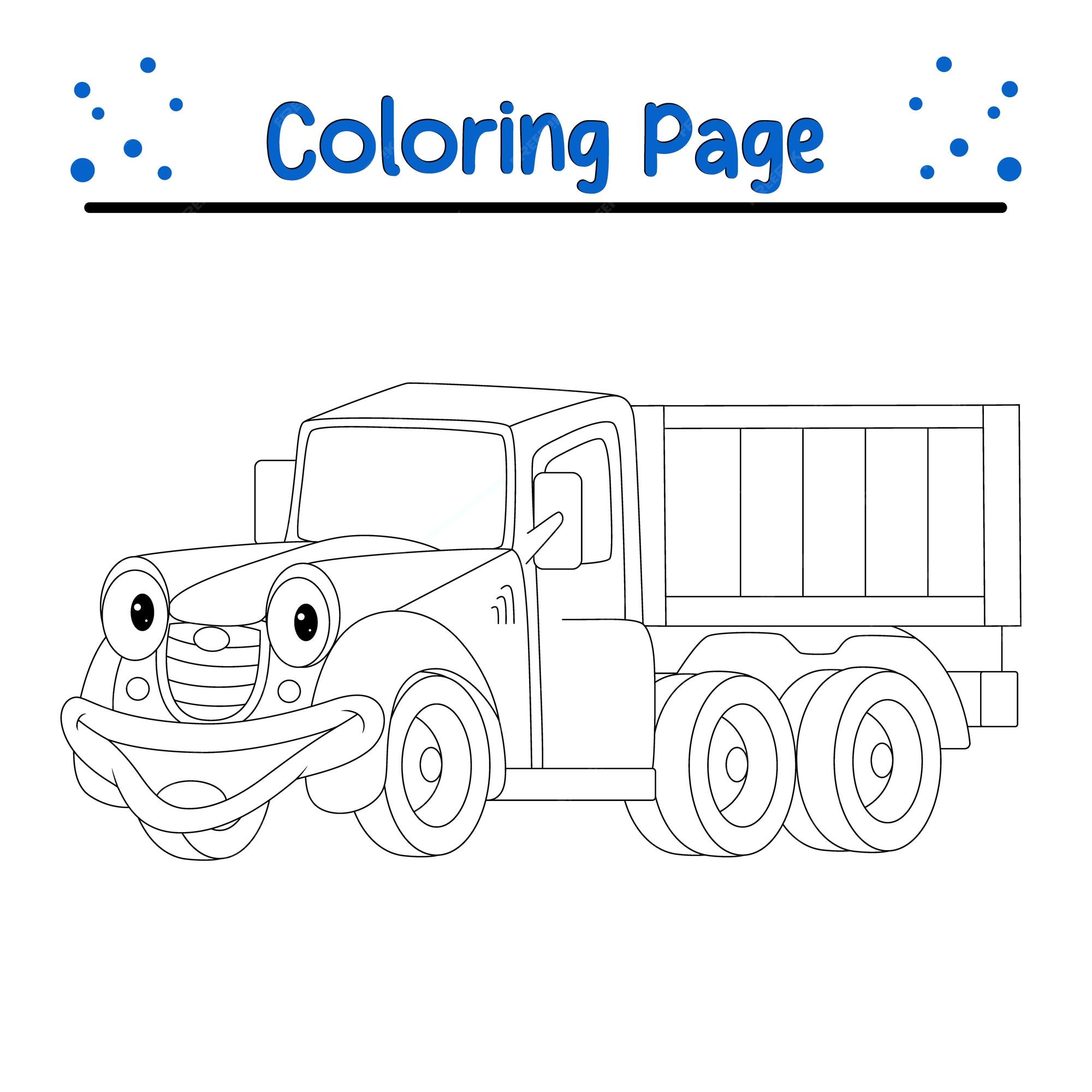 Premium Vector Funny Funny Truck Coloring Page premium-vector-funny-funny-truck-coloring-page