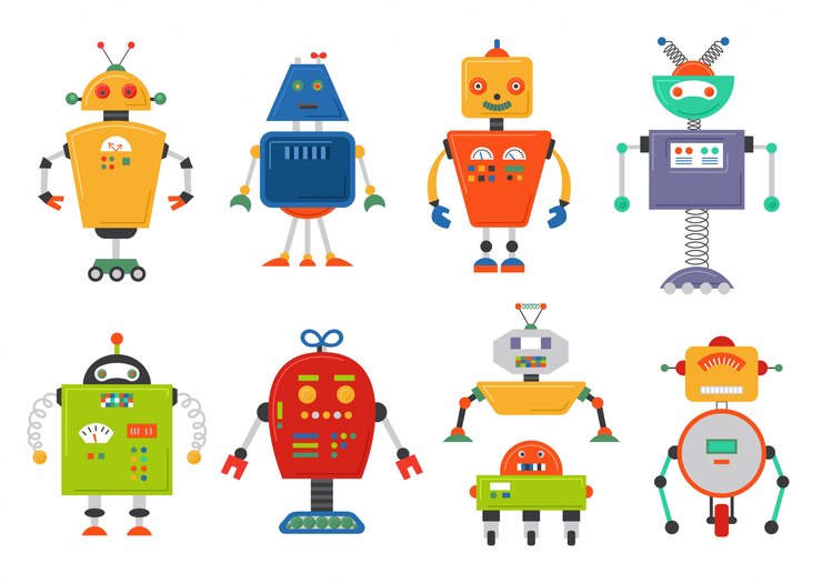 面白い未来の孤立したロボットセット